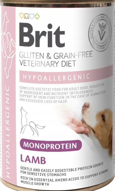 Brit Veterinary Diet Hypoallergenic MONO Lamb Mokra Karma dla psa op. 400g Pakiet 6szt.
