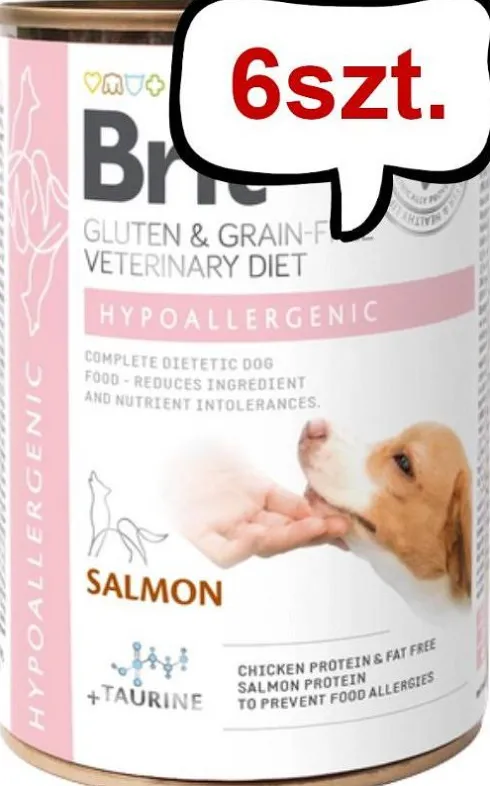 Brit Veterinary Diet Hypoallergenic Salmon Mokra Karma dla psa op. 400g Pakiet 6szt.