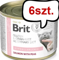 Brit Veterinary Diet Hypoallergenic Salmon&Pea Mokra Karma dla kota op. 200g Pakiet 6szt.