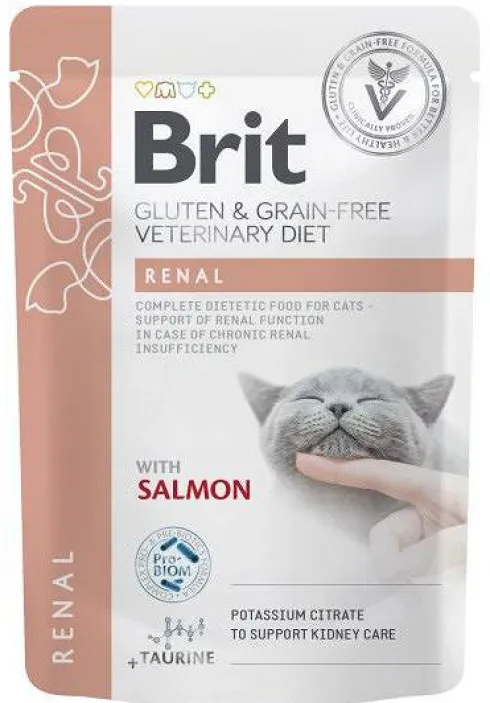 Brit Veterinary Diet Renal Salmon Mokra Karma dla kota op. 85g Pakiet 12szt. SASZETKA