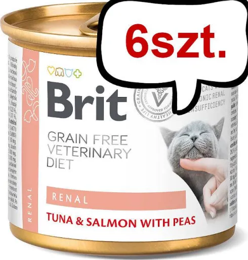 Brit Veterinary Diet Renal Tuna&Salmon&Pea Mokra Karma dla kota op. 200g Pakiet 6szt.