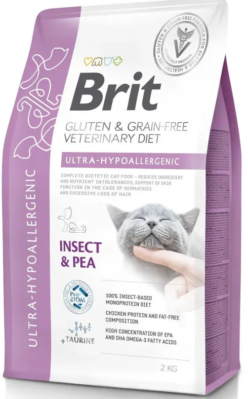 Brit Veterinary Diet Ultra-Hypoallergenic Insect&Pea Sucha Karma dla kota op. 2kg