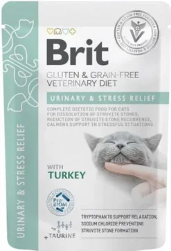 Brit Veterinary Diet Urinary&Stress Relief Turkey Mokra Karma dla kota op. 85g SASZETKA