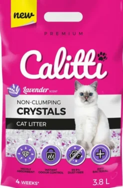 Calitti Crystal Żwirek silikonowy zapach lawenda dla kota poj. 3,8l Pakiet 8szt.
