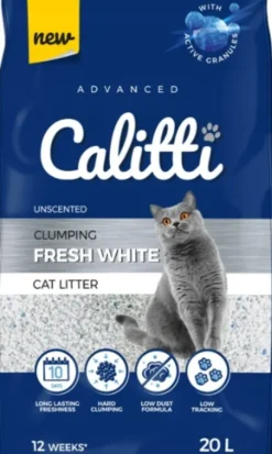 Calitti Fresh White Żwirek bentonitowy bezzapachowy dla kota poj. 20l