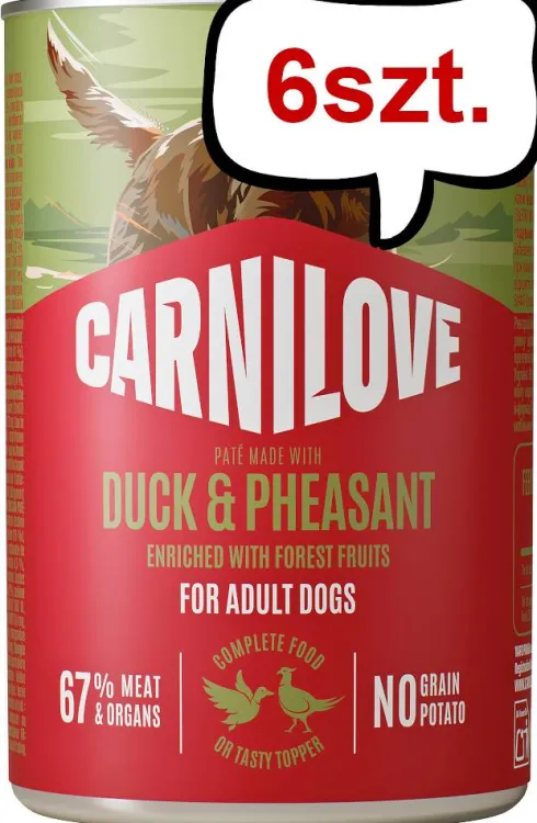 Carnilove Adult Duck&Pheasant Pate Mokra Karma dla psa op. 400g Pakiet 6szt.