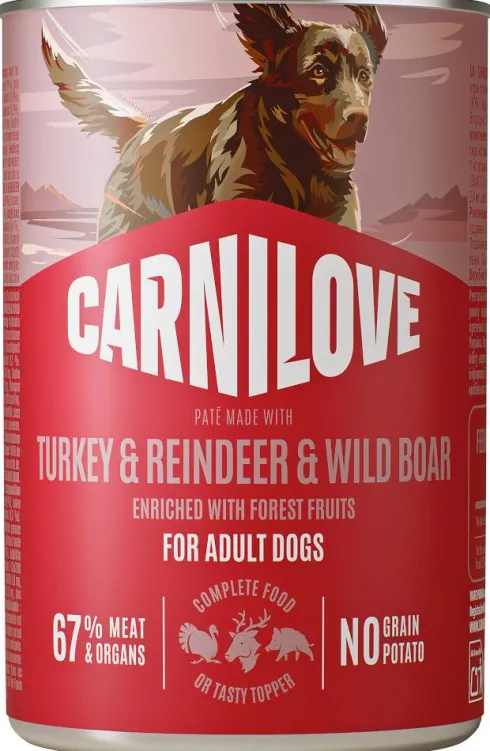 Carnilove Adult Turkey&Reindeer&Wild Boar Pate Mokra Karma dla psa op. 400g