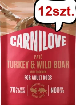 Carnilove Adult Turkey&Wild Boar Pate Mokra Karma dla psa op. 300g Pakiet 12szt. SASZETKA