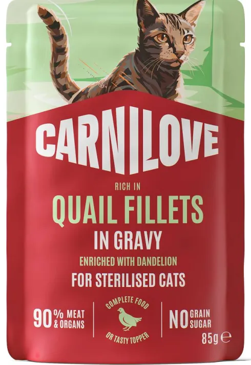 Carnilove Cat Adult Sterilised Quail Fillets in Gravy Mokra Karma dla kota op. 85g Pakiet 12szt.