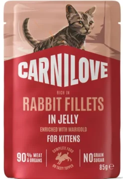Carnilove Cat Kitten Rabbit Fillets in Jelly Mokra Karma dla kociąt op. 85g Pakiet 12szt.