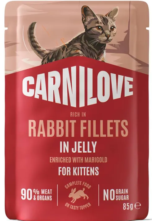 Carnilove Cat Kitten Rabbit Fillets in Jelly Mokra Karma dla kociąt op. 85g Pakiet 12szt.