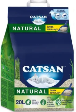 Catsan Natural Żwirek roślinny zbrylający dla kota poj. 20l