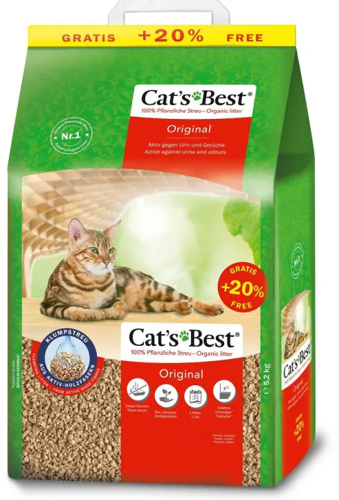 Cat's Best Żwirek drzewny Original (Eco Plus) dla kota op. 4.3kg (10l) + 2l GRATIS