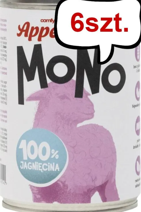 Comfy Appetit Mono Jagnięcina Mokra karma dla psa 400g Pakiet 6szt. WYPRZEDAŻ