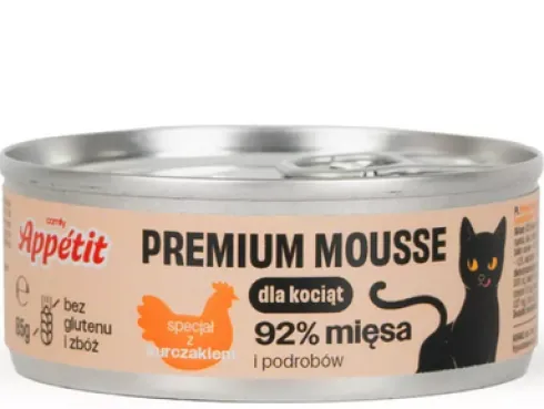 Comfy Appetit Premium Kitten Mousse z Kurczakiem Mokra karma dla kociąt 85g Pakiet 12szt.