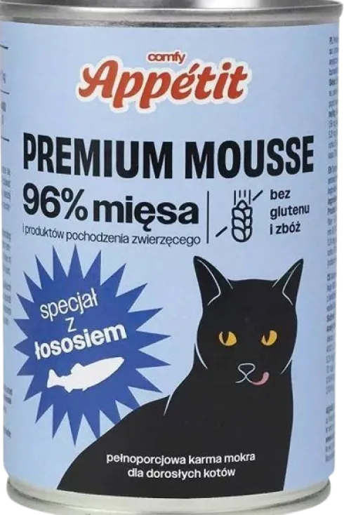 Comfy Appetit Premium Mousse z Łososiem Mokra karma dla kota 400g Pakiet 6szt. WYPRZEDAŻ