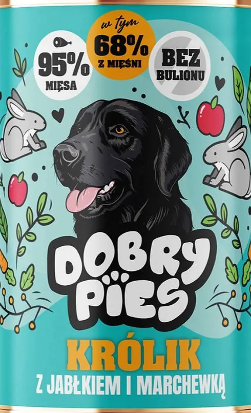Dobry Pies Adult Królik z jabłkiem i marchewką Mokra karma dla psa op. 400g Pakiet 12szt.