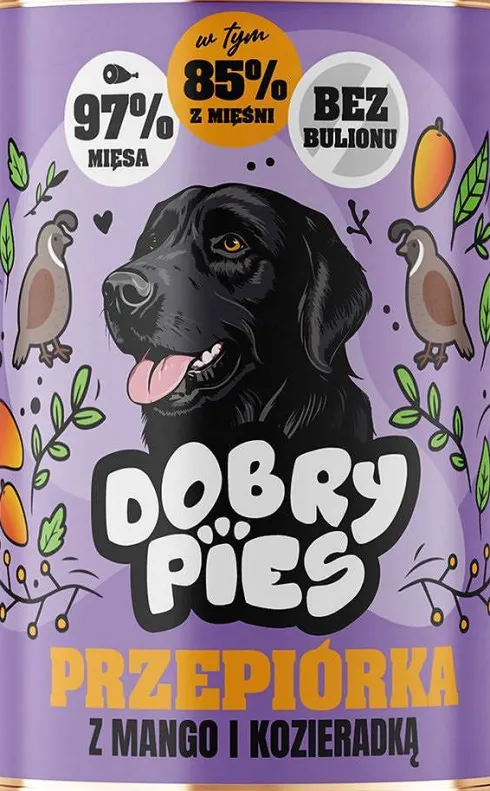 Dobry Pies Adult Przepiórka z mango i kozieradką Mokra karma dla psa op. 400g Pakiet 12szt.