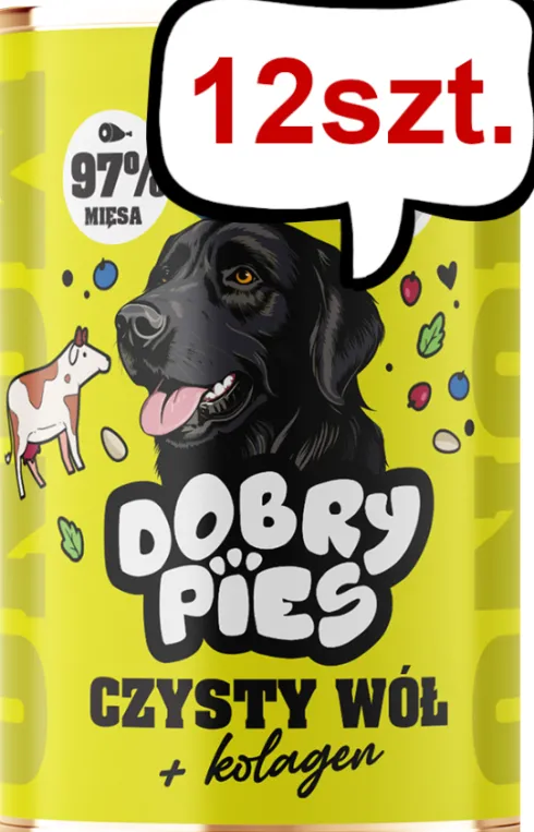 Dobry Pies Monoprotein Adult Czysty wół Mokra karma dla psa op. 400g Pakiet 12szt.