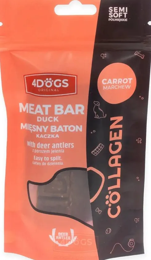 4 Dogs Original Przysmak SEMI SOFT Mięsne Batony z kaczką i marchewką dla psa op. 2szt.