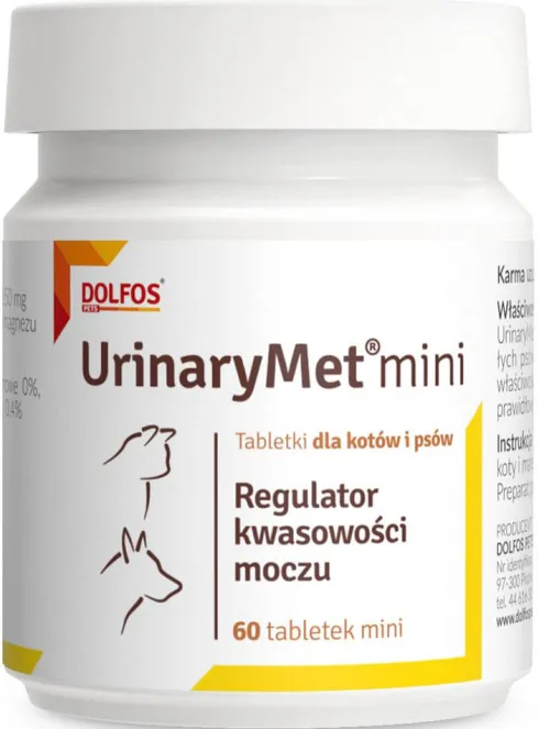 Dolfos Preparat na drogi moczowe UrinaryMet MINI dla psa i kota op. 60 tabletek