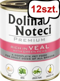 Dolina Noteci Premium Adult Cielęcina z Groszkiem Mokra Karma dla psa op. 800g Pakiet 12szt.