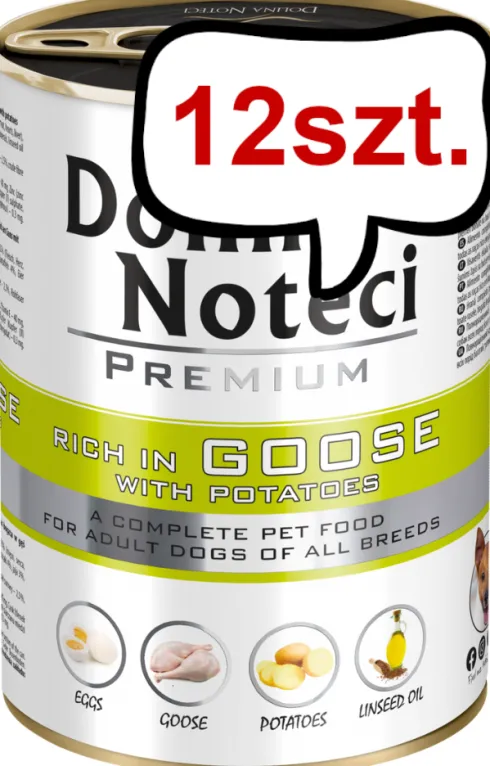 Dolina Noteci Premium Adult Gęś z Ziemniakami Mokra Karma dla psa op. 400g Pakiet 12szt.