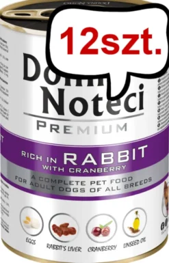 Dolina Noteci Premium Adult Królik z Żurawiną Mokra Karma dla psa op. 400g Pakiet 12szt.