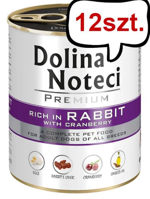 Dolina Noteci Premium Adult Królik z Żurawiną Mokra Karma dla psa op. 800g Pakiet 12szt.