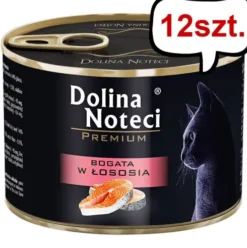 Dolina Noteci Premium Bogata w Łososia Mokra Karma dla kota op. 185g Pakiet 12szt.