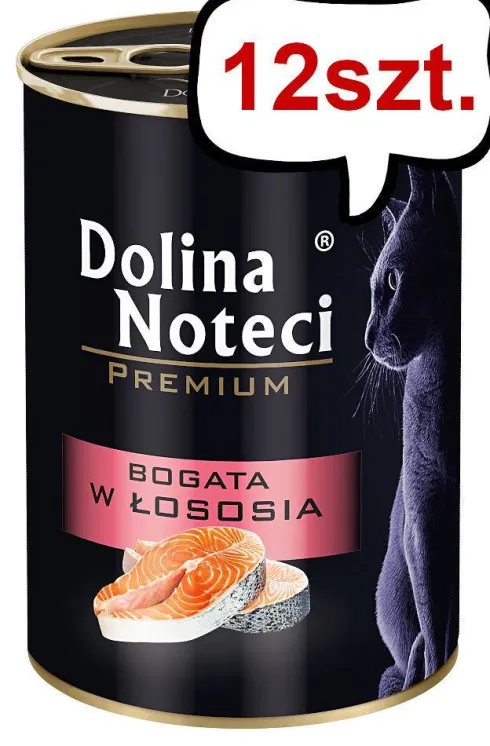 Dolina Noteci Premium Bogata w Łososia Mokra Karma dla kota op. 400g Pakiet 12szt.