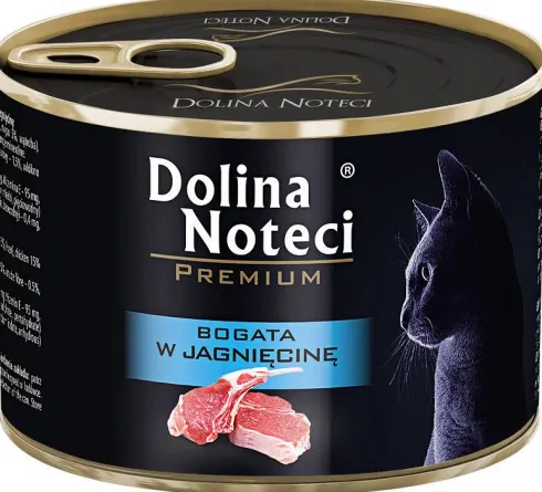 Dolina Noteci Premium Bogata w Jagnięcinę Mokra Karma dla kota op. 185g Pakiet 12szt.