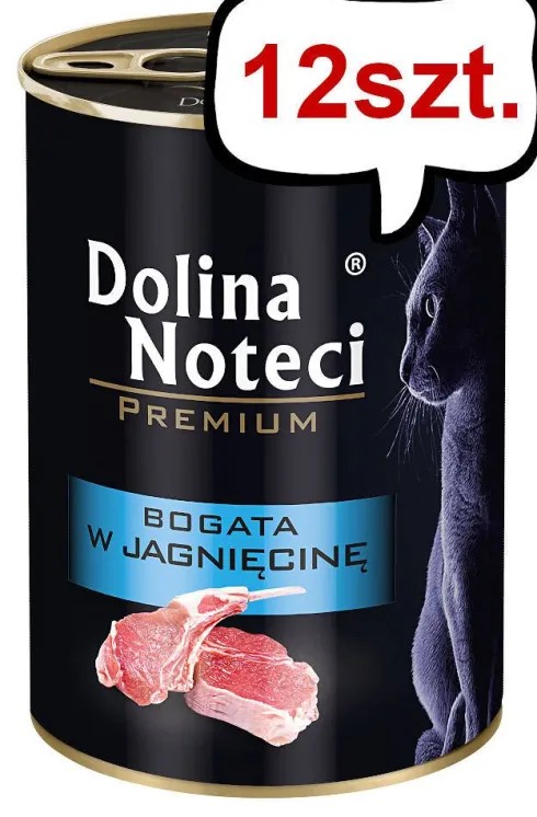 Dolina Noteci Premium Bogata w Jagnięcinę Mokra Karma dla kota op. 400g Pakiet 12szt.