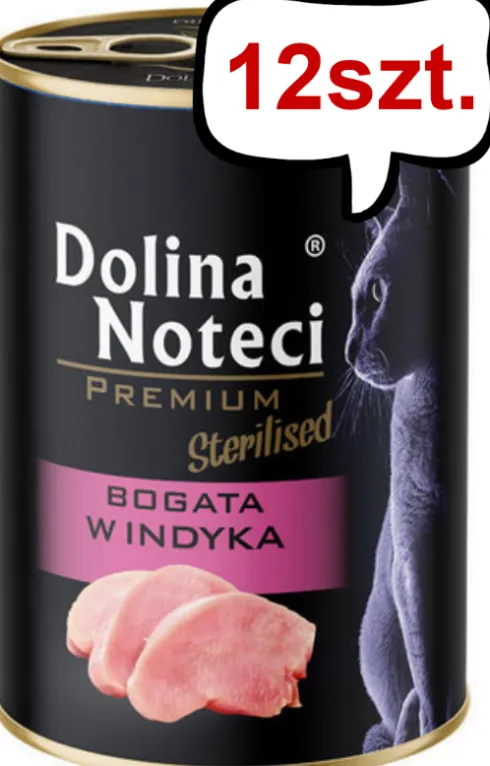Dolina Noteci Premium Sterilised Bogata w Indyka Mokra Karma dla kota op. 400g Pakiet 12szt.