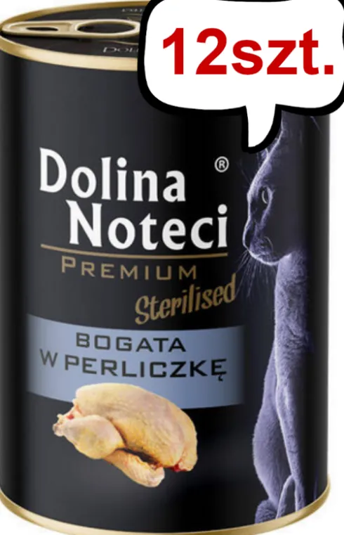 Dolina Noteci Premium Sterilised Bogata w Perliczkę Mokra Karma dla kota op. 400g Pakiet 12szt.