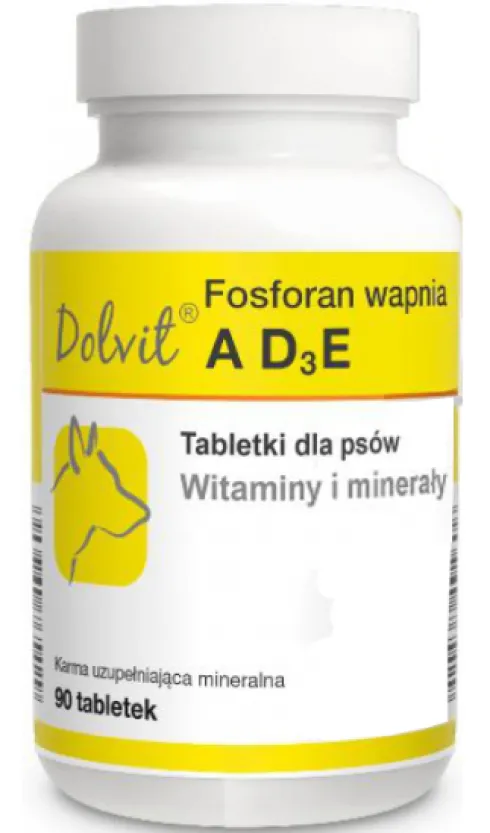 Dolvit Preparat wzmacniający Fosforan wapnia AD3E dla psa op. 90 tabletek
