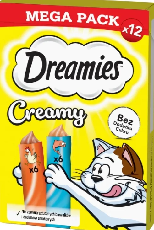 Dreamies Creamy Przysmak z pysznym łososiem i kurczakiem dla kota op. 12x10g