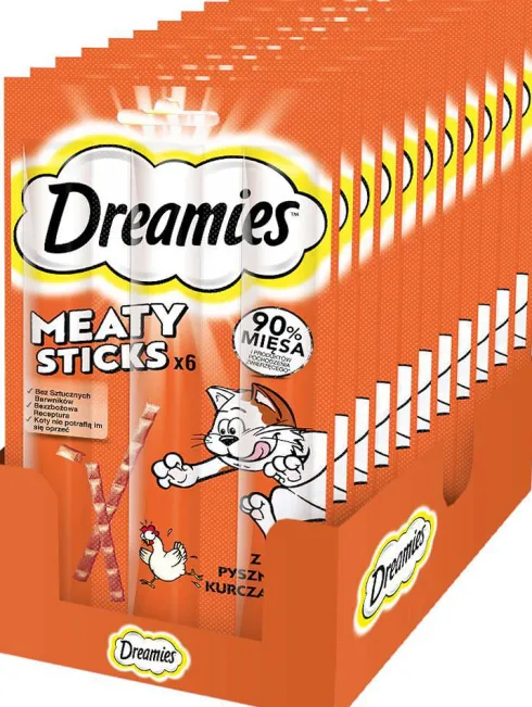 Dreamies Meaty Sticks Przysmak z kurczakiem dla kota op. 30g PAKIET 14szt.