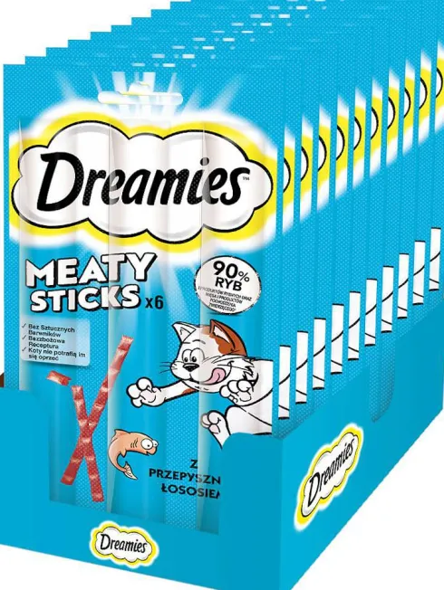 Dreamies Meaty Sticks Przysmak z łososiem dla kota op. 30g PAKIET 14szt.