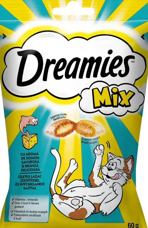 Dreamies Mix Przysmak z serem i o smaku łososia dla kota op. 60g Pakiet 6szt.