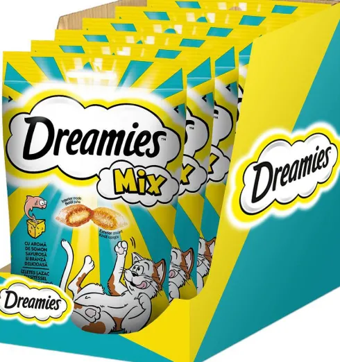 Dreamies Mix Przysmak z serem i o smaku łososia dla kota op. 60g Pakiet 6szt.