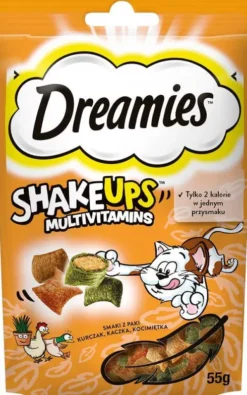 Dreamies Shake Ups Multivitamins Przysmak z kurczakiem, kaczką i kocimiętką dla kota op. 55g [Data ważności: 15.11.2026]