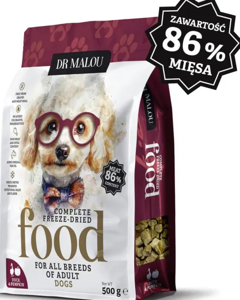 Dr Malou Kaczka z dynią Liofilizowana Karma dla psów op. 500g