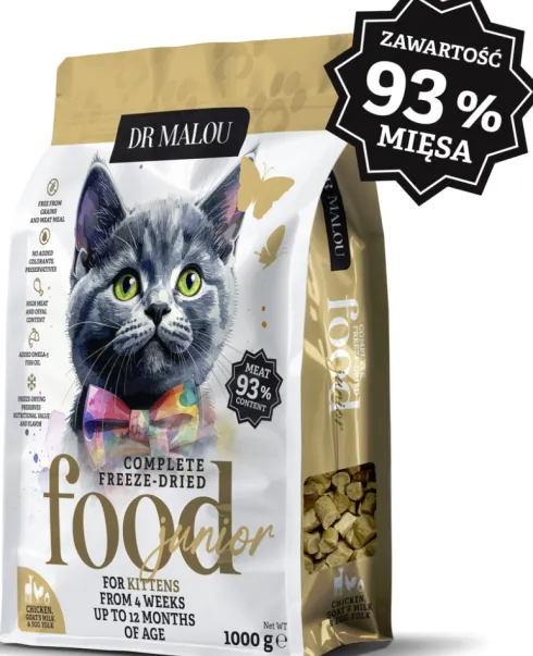 Dr Malou Kitten Kurczak z kozim mlekiem Liofilizowana Karma dla kociąt op. 1kg