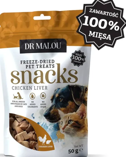 Dr Malou Przysmak Wątroba Kurczaka dla kota i psa op. 50g