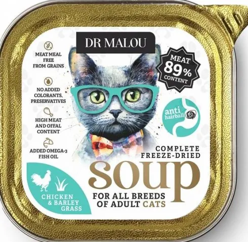 Dr Malou Soup Chicken&Barley Grass Liofilizowana Karma dla kota op. 12g Pakiet 10szt.