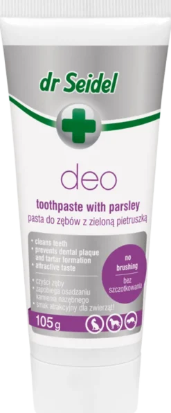 Dr Seidel Pasta do zębów DEO z zieloną pietruszką dla psa i kota op. 105g