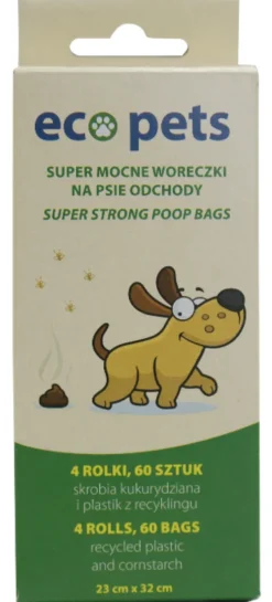 Eco Pets Ekologiczne woreczki na ekskrementy dla psa op. 60szt. (4 rolki)
