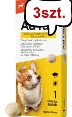 Elanco AdTab Tabletka na kleszcze i pchły 225mg dla psa o wadze 5.5kg-11kg op. 1szt. Pakiet 3szt.