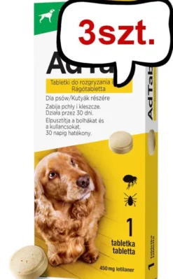 Elanco AdTab Tabletka na kleszcze i pchły 450mg dla psa o wadze 11kg-22kg op. 1szt. Pakiet 3szt.